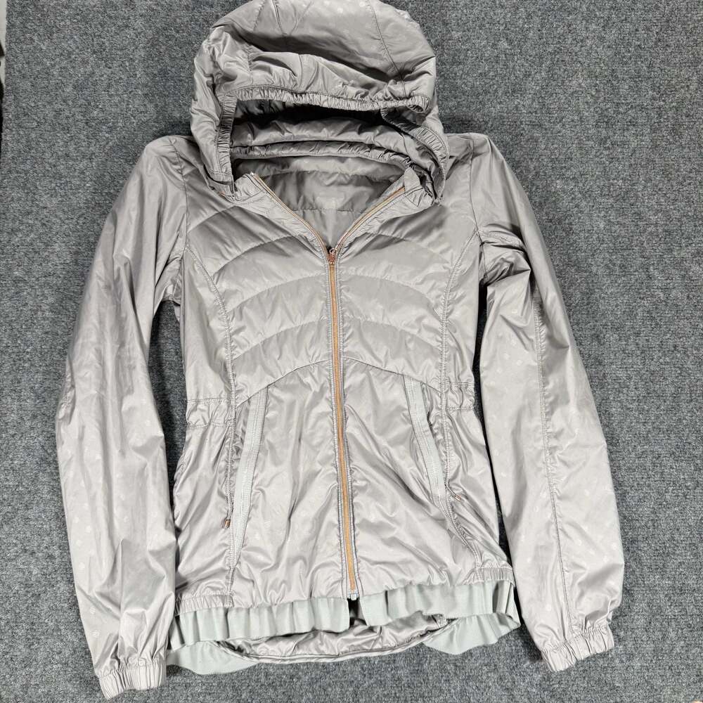 Lululemon Dance Studio Jacket Dottie Tribe Silver Spoon with Rose Gold Zipper